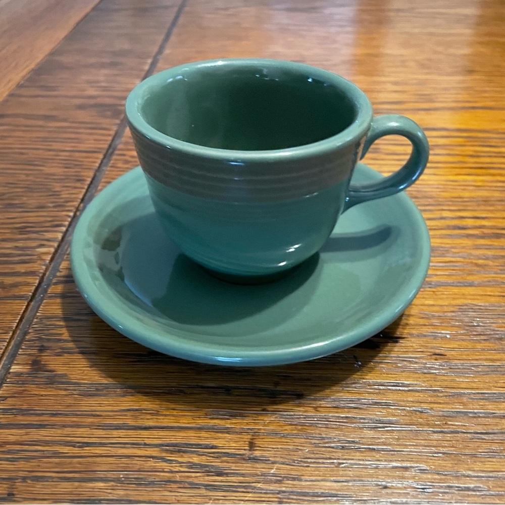 Fiesta Teal Green Espresso Cup & Saucer